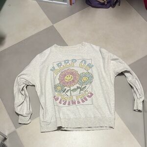 American Eagle Outfitters Cream Graphic Sweater